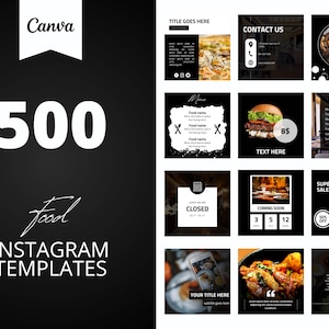500 Restaurant Instagram Canva Templates, Food templates, Social media post, Business post, set of 500, canva instagram feed
