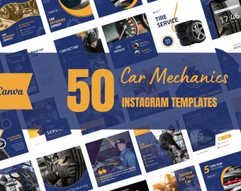 Car Mechanics Instagram Templates: 50 Business Posts (Canva)