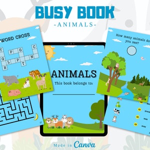 Printable Animals Busy Book: Toddler Learning Activities (Digital Download)