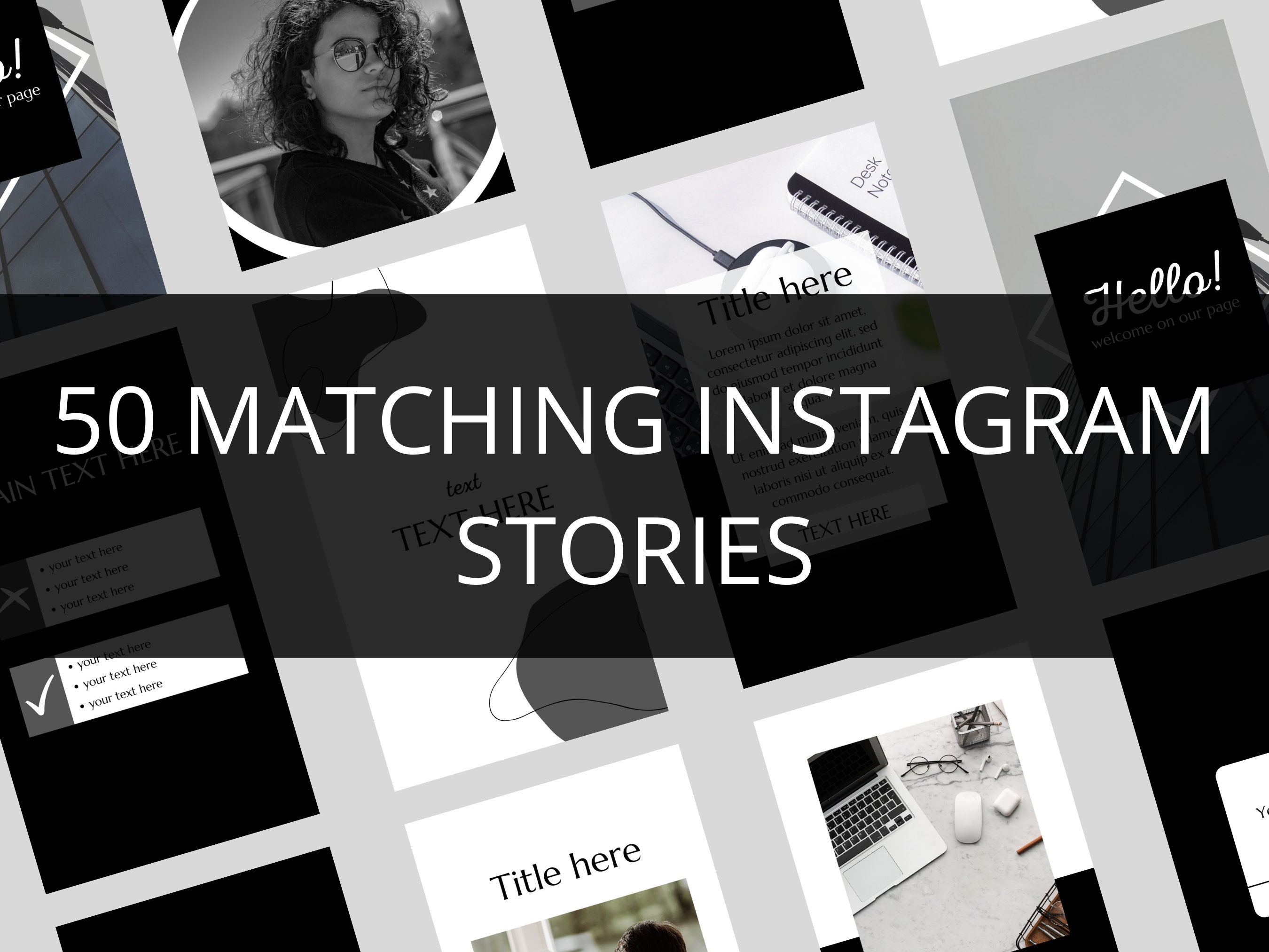 200 Black and White Instagram Canva Templates (digital Download) - Etsy