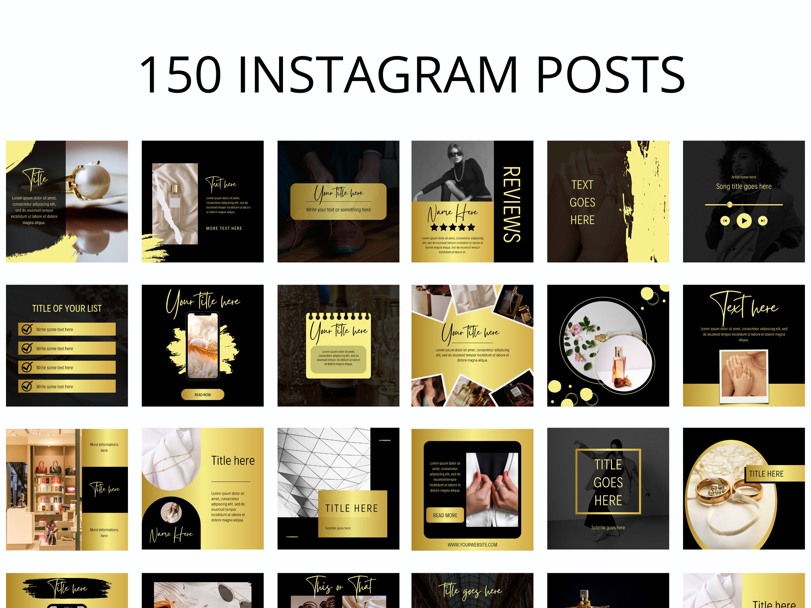 200 Luxury Black and Gold Instagram Canva Templates - Etsy