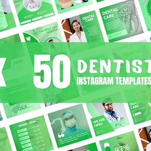 50 Dental Instagram Canva Templates, Dentist templates, Dental clinic, Business post, Social media post,  set of 200, canva instagram feed