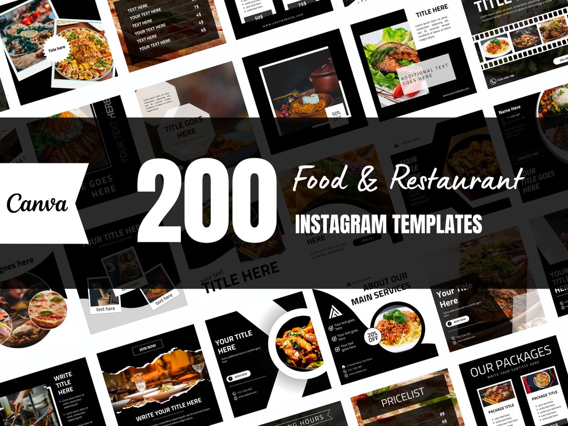200 Food Restaurant Instagram Canva Templates (digital Download) - Etsy