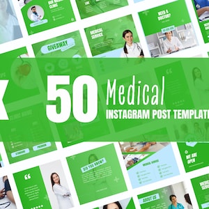 50 Medical Instagram Canva Templates, Healthcare templates, Doctor business post, Social media post,  set of 50, canva instagram feed