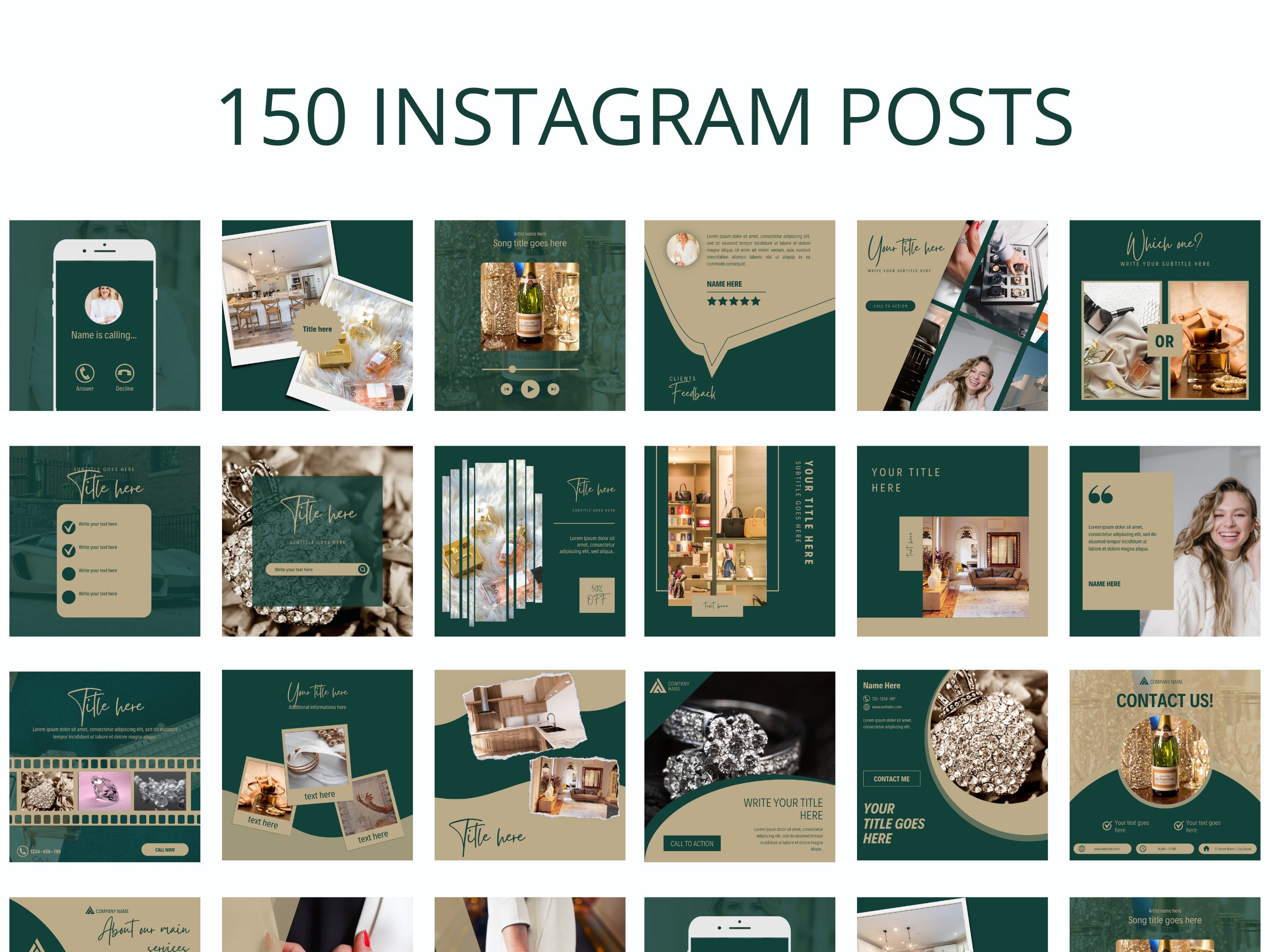 200 Green Luxury Instagram Canva Templates: Social Media Posts - Etsy