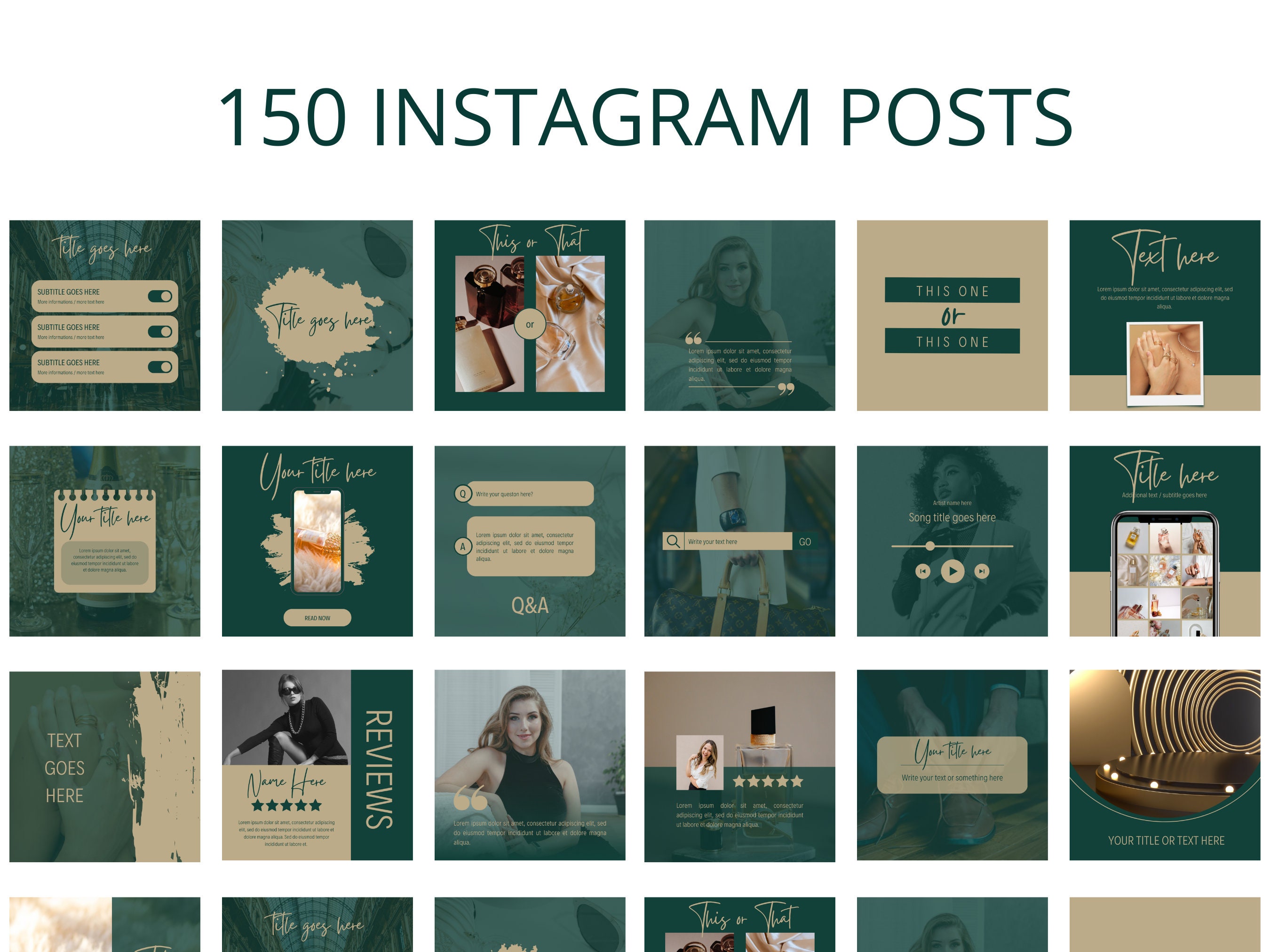 200 Green Luxury Instagram Canva Templates: Social Media Posts - Etsy