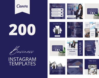200 Blue Business Instagram Canva Templates, Royal blue templates, Business post, Social media post,  set of 200, canva instagram feed