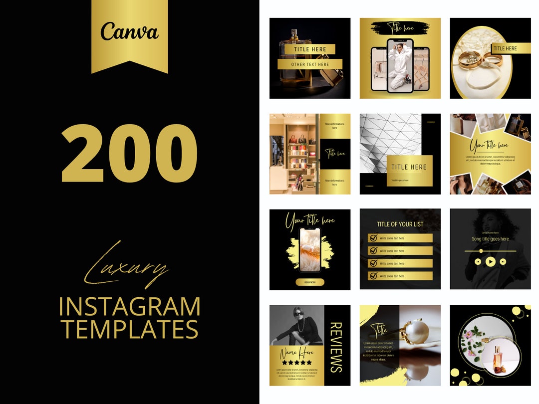 200 Luxury Black and Gold Instagram Canva Templates - Etsy