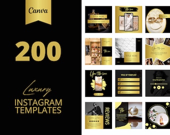 200 luxuriöse schwarz-goldene Instagram-Vorlagen