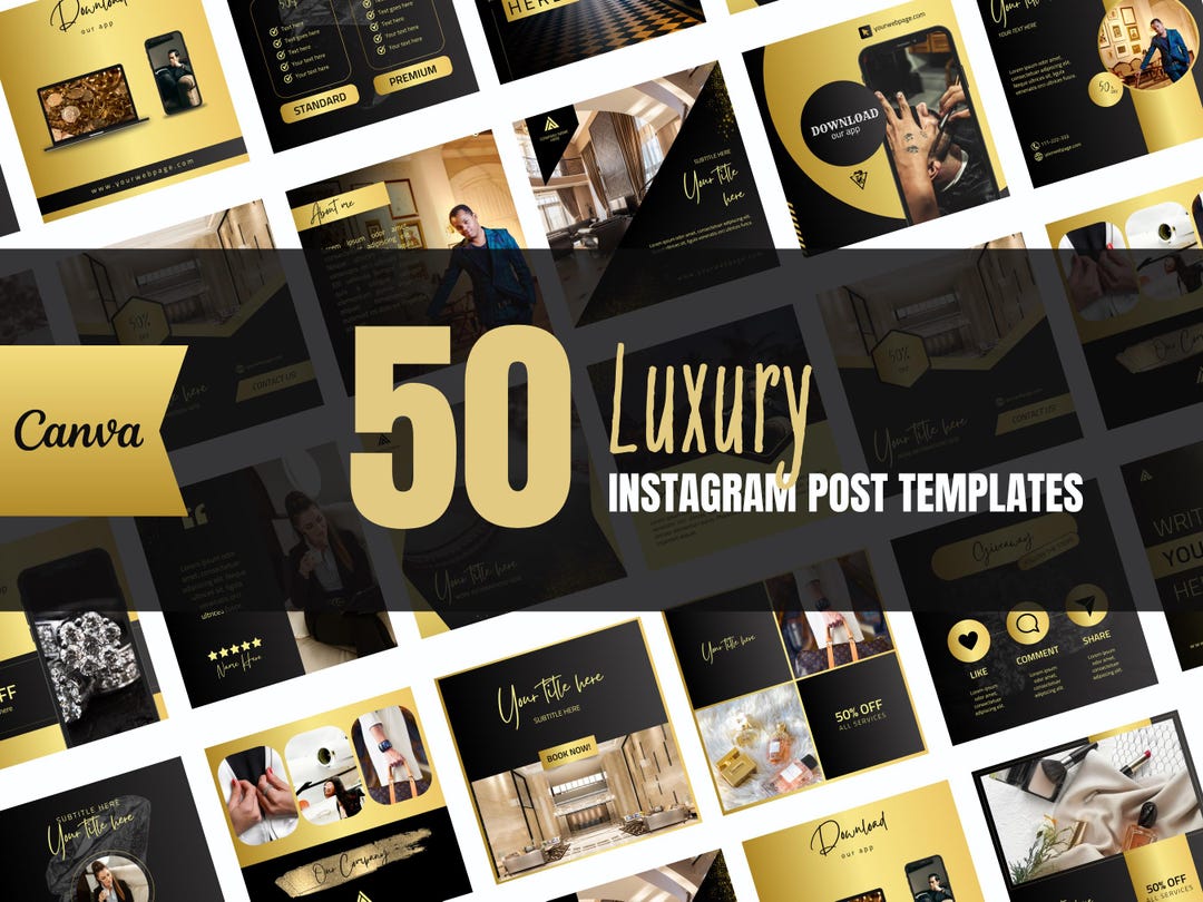 50 Black & Gold Luxury Instagram Post Canva Templates - Etsy