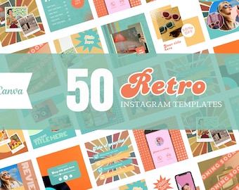 50 Retro Instagram Vorlagen: Canva Social Media Posts
