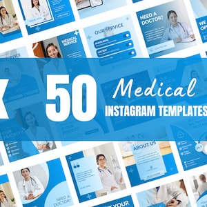 50 Medical Instagram Canva Templates,  Healthcare clinic templates, Business  post, Social media post,  set of 50, canva instagram feed