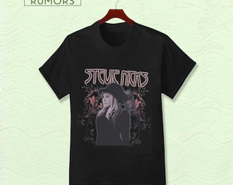 Stevie Nicks Hall Of Fame Flower Girls Vintage Style Printed Black T-Shirt