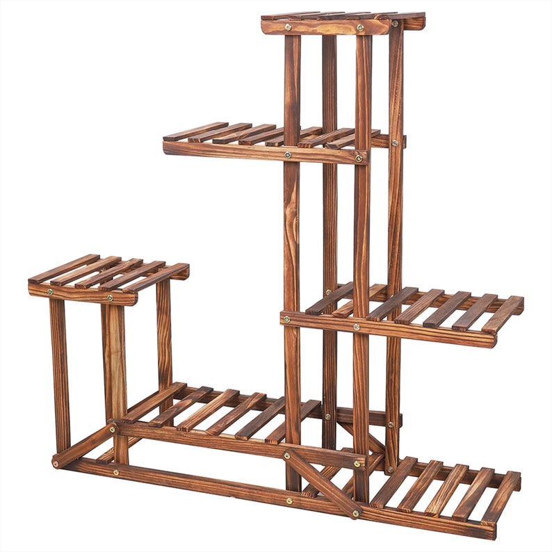 6 Tiered Wooden Plant Stand Plant Flower Stand Shelf Etsy