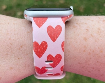 Red Heart Watch Band Compatible with Apple Watch Samsung Garmin