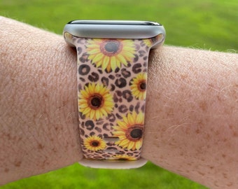 Leopard Watch Band/ Sunflower Watch Band Compatible with Apple Watch Samsung Garmin