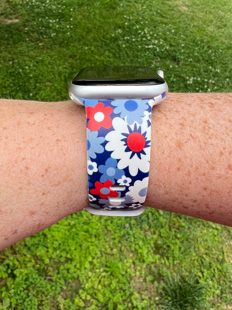 Red White and Blue Flower Watch Band Etsy