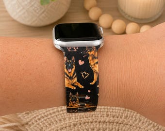 German Shepherd Watch Band | Dog Lover Smart Watch Band | GSD Paw Print Wristband