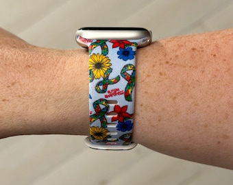 Autism Floral Watch Band Compatible with Apple Watch Samsung Garmin