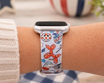 Patriotic Summer Watch Band | Americana Balloon Dog Design | Compatible with Apple & Samsung Watches