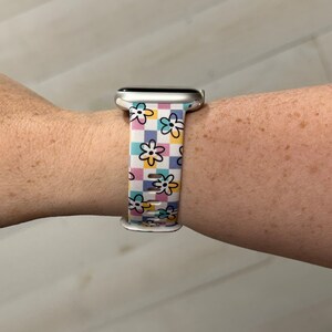 Checkered Floral Watch Band Compatible with Apple Watch Samsung Garmin