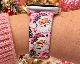 Pink Santa Christmas Watch Band