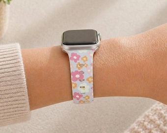Retro Daisy Floral Watch Band Compatible with Apple Watch Samsung Garmin