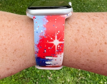 Red White And Blue Watch Band Compatible with Apple Watch Samsung Garmin