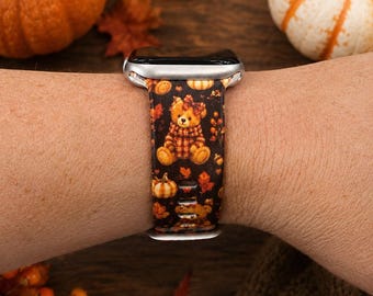 Pumpkin Teddy Bear Watch Band