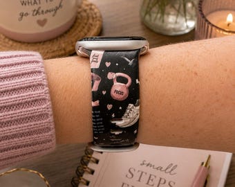 Pink Gym Fitness Watch Band | Motivational Smartwatch Strap for Workout Lovers