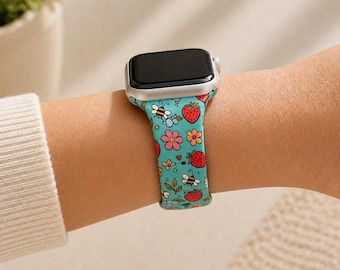 Correa de reloj Strawberry Bee compatible con Apple Watch, Samsung y Garmin.