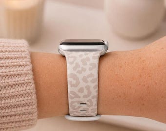 Neutral Leopard Print Watch Band – Beige Animal Print Design for Smart Watches