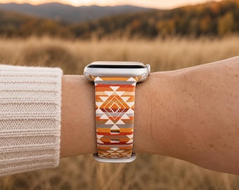 Southwestern Aztec Watch Band | Boho Western Geometric Design | Compatible with Apple and Samsung Watches