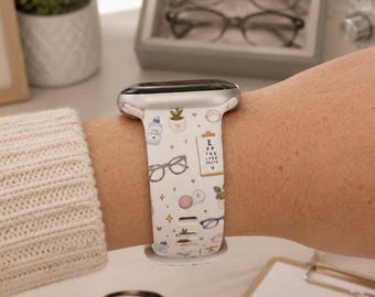 Optician Life Watch Band | Eye Doctor & Glasses Print Strap | Compatible with Apple and Samsung Watches