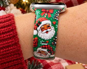 Santa Christmas Watch Band, Christmas Watch Strap, Holiday Santa Watch Band, Festive Christmas Gift, Santa Claus Watch Band