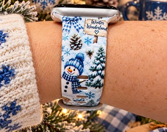 Winter Wonderland Watch Band, Snowman Christmas Watch Strap, Winter Watch Band, Snowflake Smartwatch Band