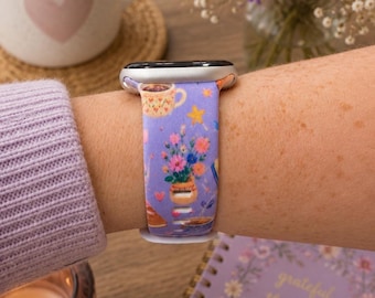 Cozy Book Lover Watch Band | Lavender Reading Smartwatch Strap