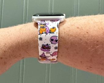 Correa de reloj con diseño de gatos de Halloween compatible con Apple Watch, Samsung y Garmin.