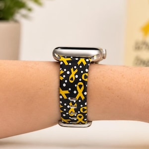 Childhood Cancer Awareness Watch Band | Gold Ribbon Polka Dot Strap | Compatible with Apple and Samsung Watches