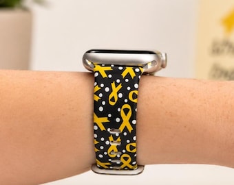Childhood Cancer Awareness Watch Band | Gold Ribbon Polka Dot Strap | Compatible with Apple and Samsung Watches