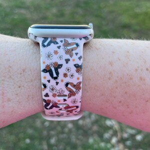 Cow Floral Watch Band Compatible with Apple Watch Samsung Garmin