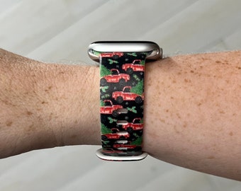 Red Christmas Truck Watch Band Compatible with Apple Watch Samsung Garmin