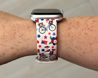 Patriotic Bicycles Watch Band Compatible with Apple Watch Samsung Garmin