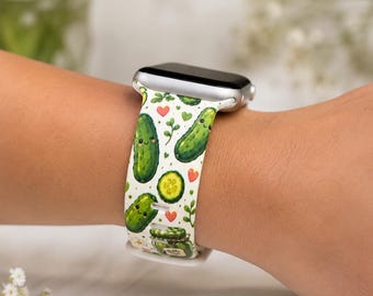 Cute Pickle Watch Band, Pickle Lover Watch Strap, Pickle Watch Band, Kawaii Pickle Watch Strap, Green Food Lover Gift, Fun Watch Band