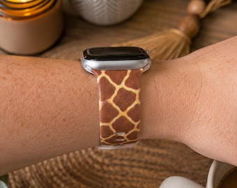 Giraffe Print Watch Band, Safari Watch Strap, Animal Print Wristband, Giraffe Lover Gift, Safari Inspired Watch Band, Unique Gift