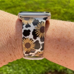 Correa de reloj Cow Sunflower compatible con Apple Watch, Samsung y Garmin.