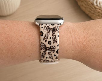 Leopard Bow Watch Band, Leopard Print Watch Strap, Cow Print Watch Band, Cheetah Bow Watch Band, Cute Animal Print Watch Band