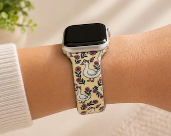 Correa de reloj con estampado de ganso compatible con Apple Watch, Samsung y Garmin