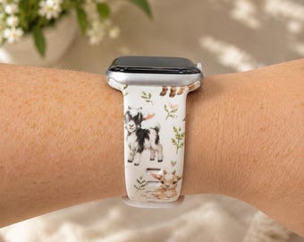 Goat Watch Band, Cute Goat Watch Strap, Goat Lover Gift, Farm Animal Watch Band, Country Watch Band, Goat Mom Gift, Animal Print