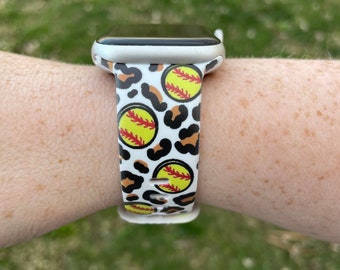 Softball Leopard Watch Band Compatible with Apple Watch Samsung Garmin